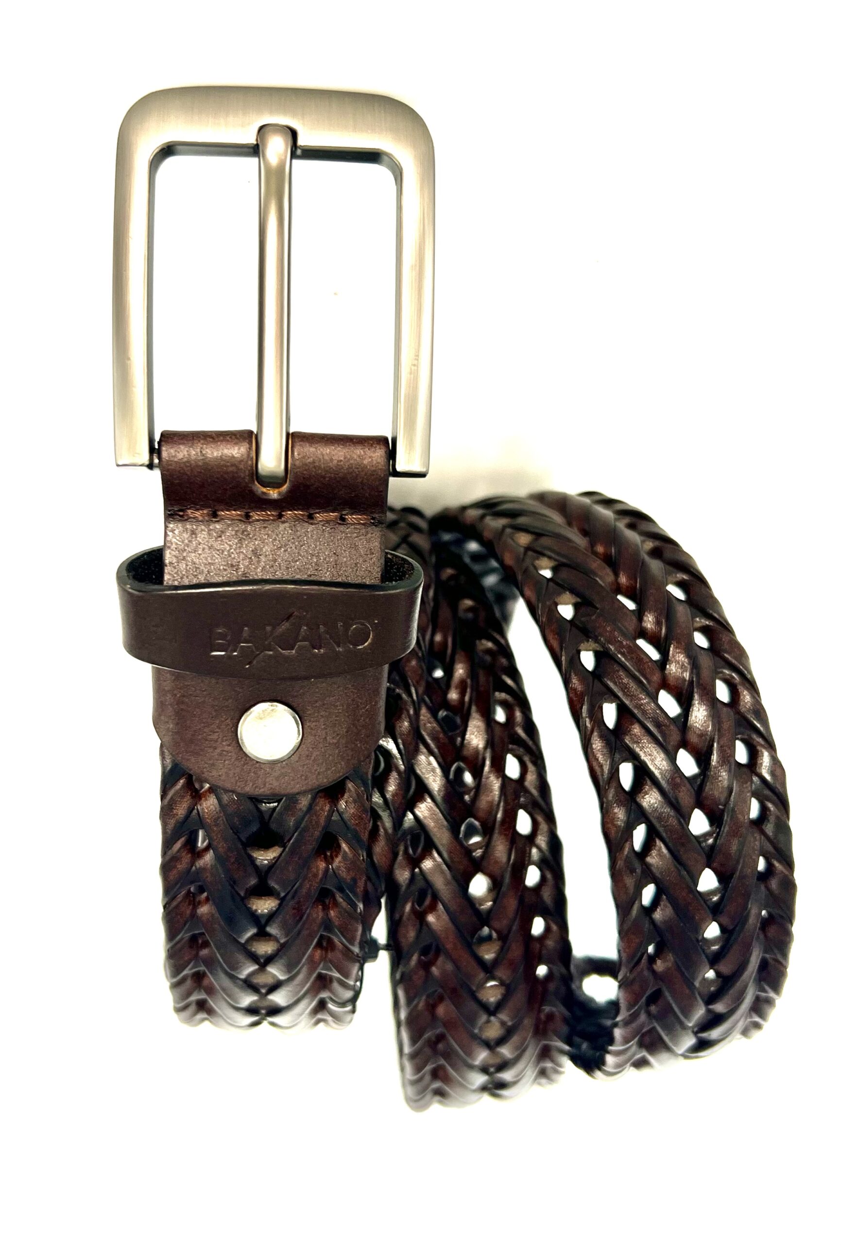 BAKANO Handmade Men's Casual Leather Braided Belt 1 1/2″ fully