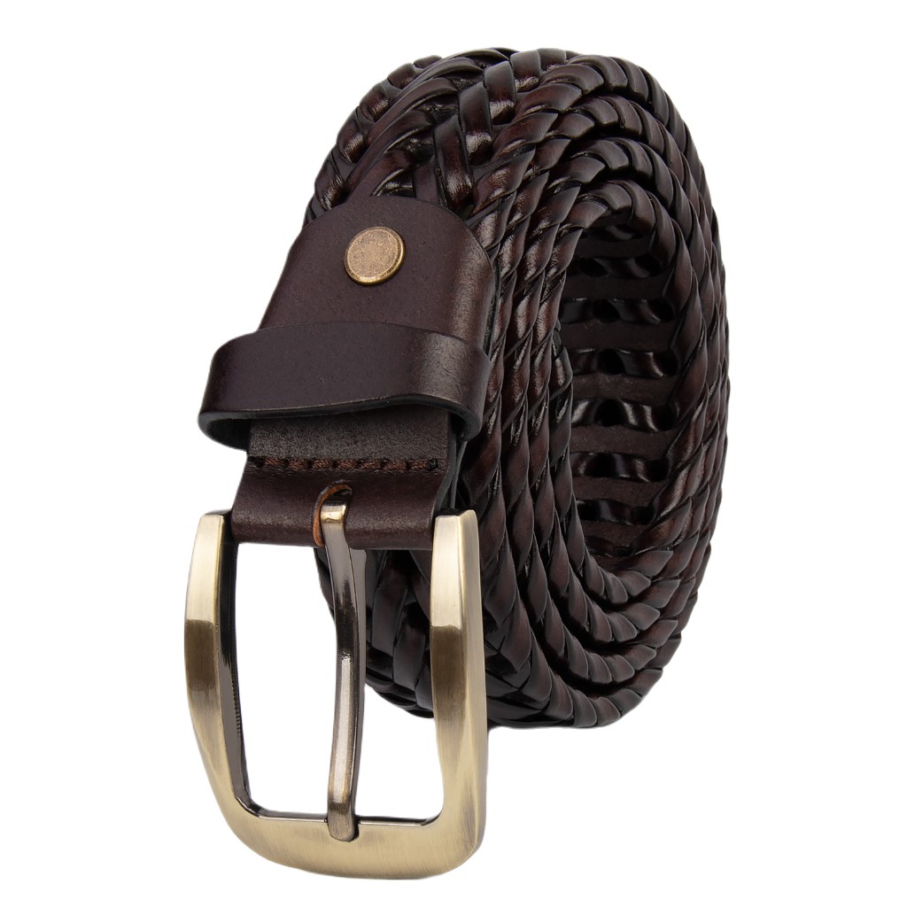 Hand-Woven Genuine Leather Braided Belt Adjustable Casual Waist Strap SUOSDEY Braided Genuine Leather Tan Belt for Men, 1.2 main image 4